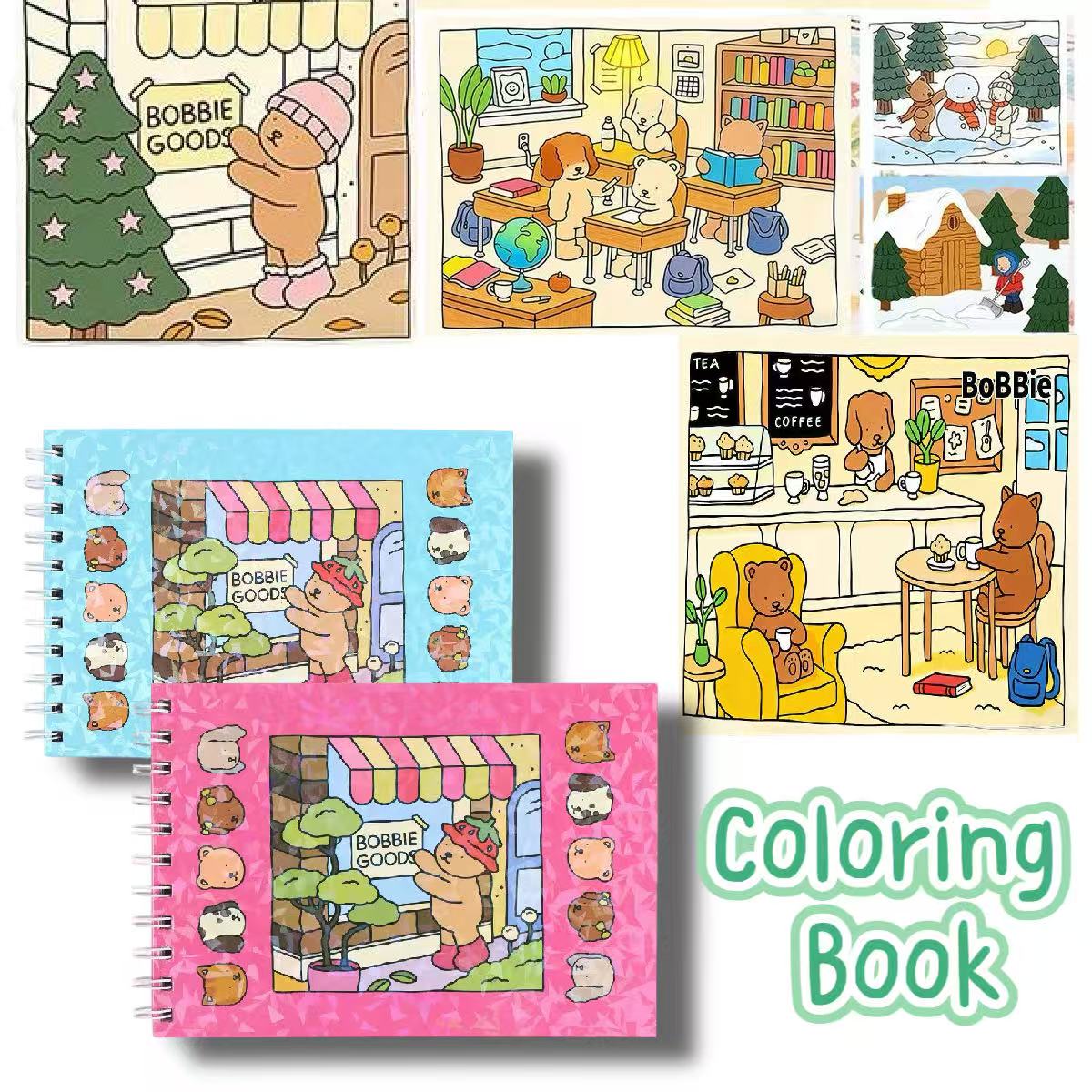 Kids Education Book - 1PCS Thick Hardcover Spiral Animal Coloring