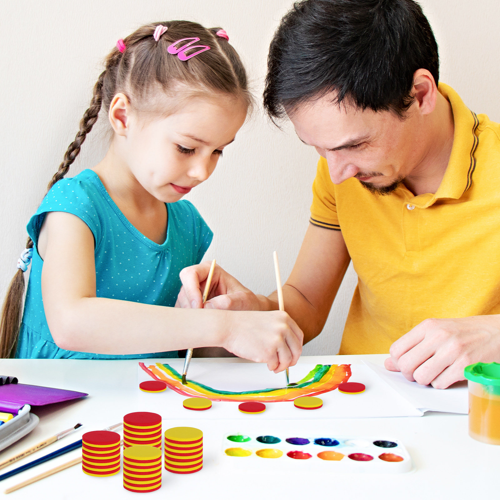 Math Manipulative Set - 100Pcs Eva Counting Blocks Dual Color