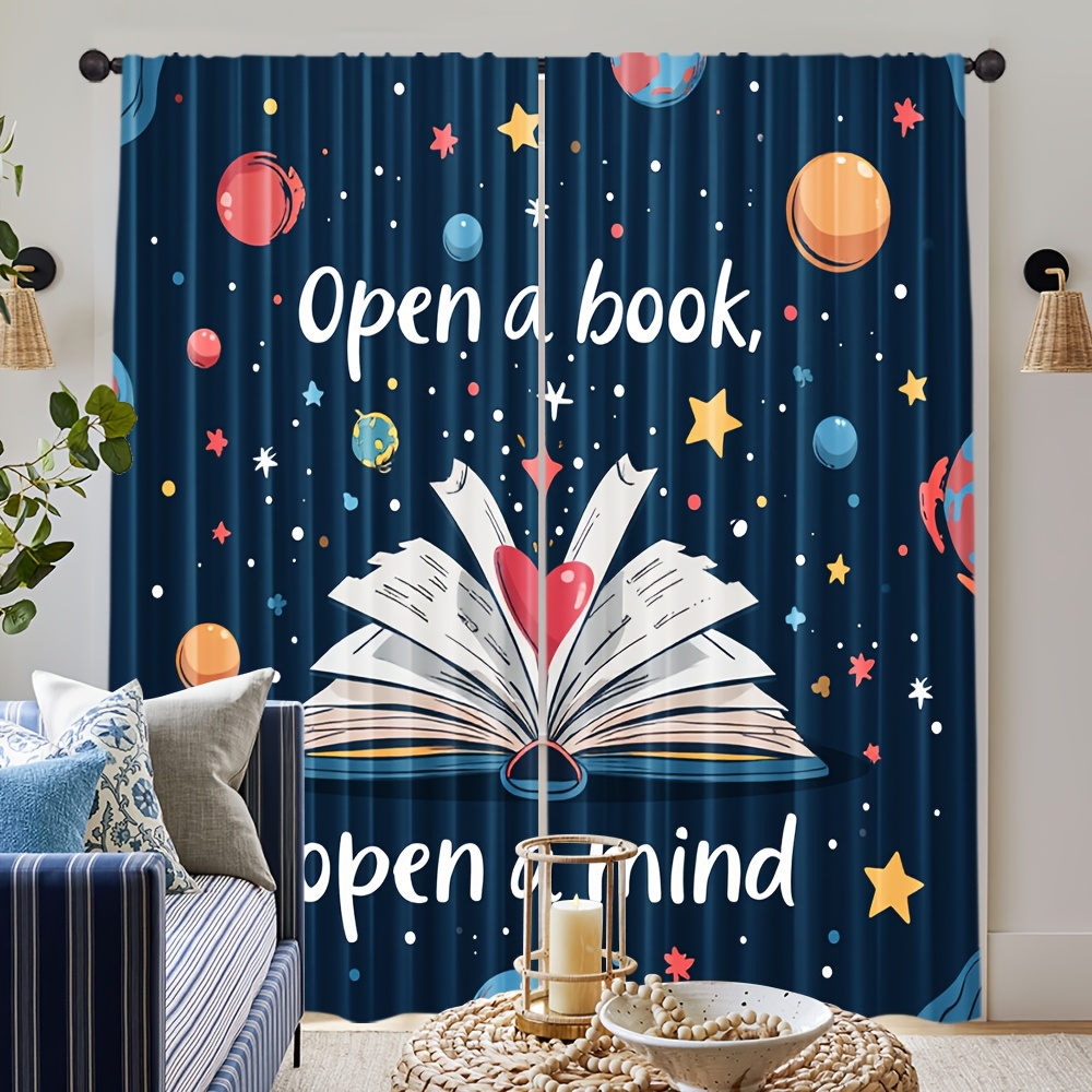 Kids Education Quotes - Educational Quote Space Book Window Curtains