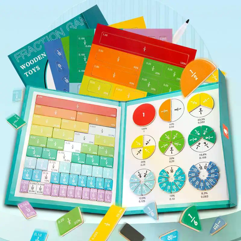 Math Manipulative Set - 1 Set Kids Magnetic Fraction Tiles