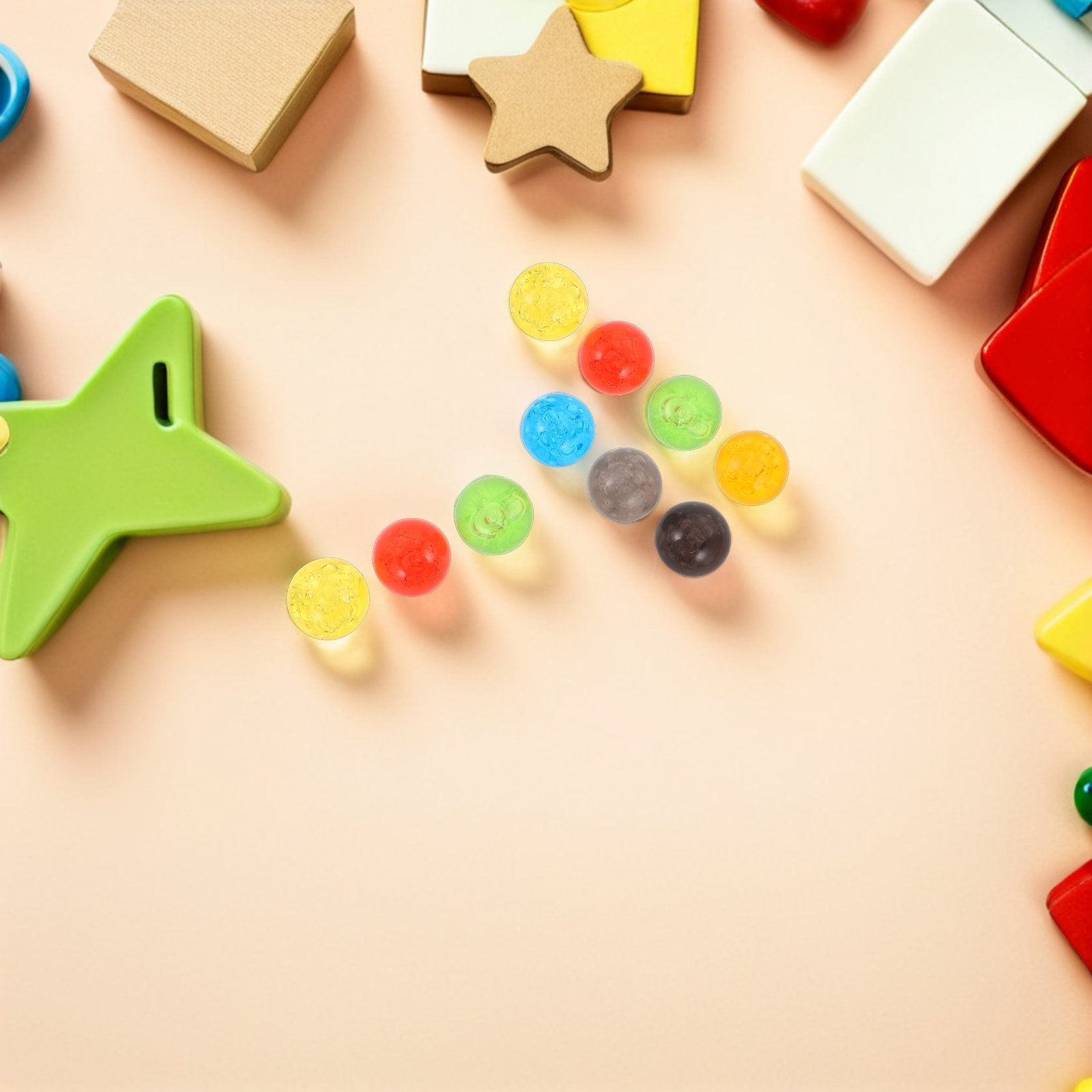 Math Manipulative Set - 50Pcs Colorful Bubble Acrylic Marbles Kids