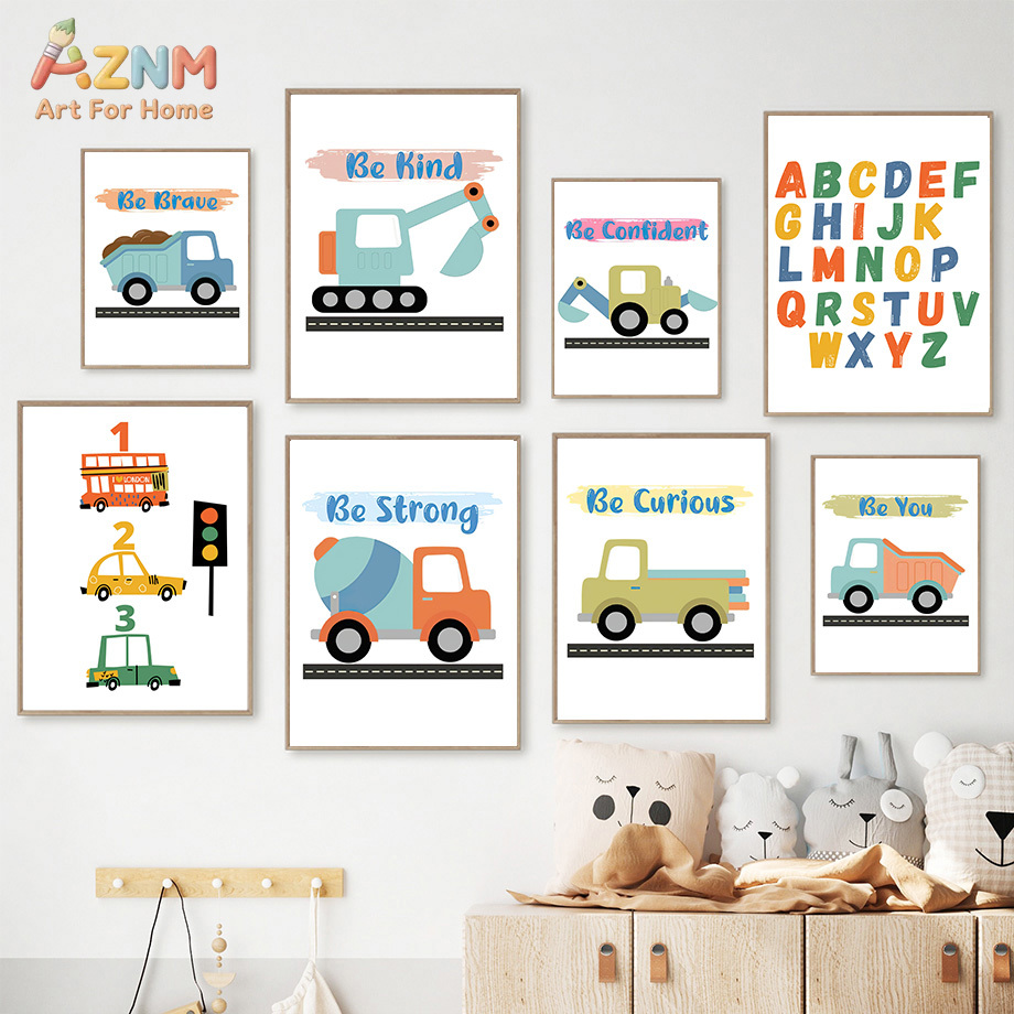 Kids Education Quotes - Kids Transportation Nursery Wall Art Vehicle