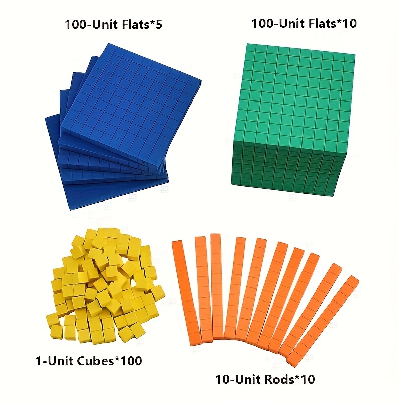 Math Manipulative Set - 116Pcs Differentiated Foam Base Ten Blocks