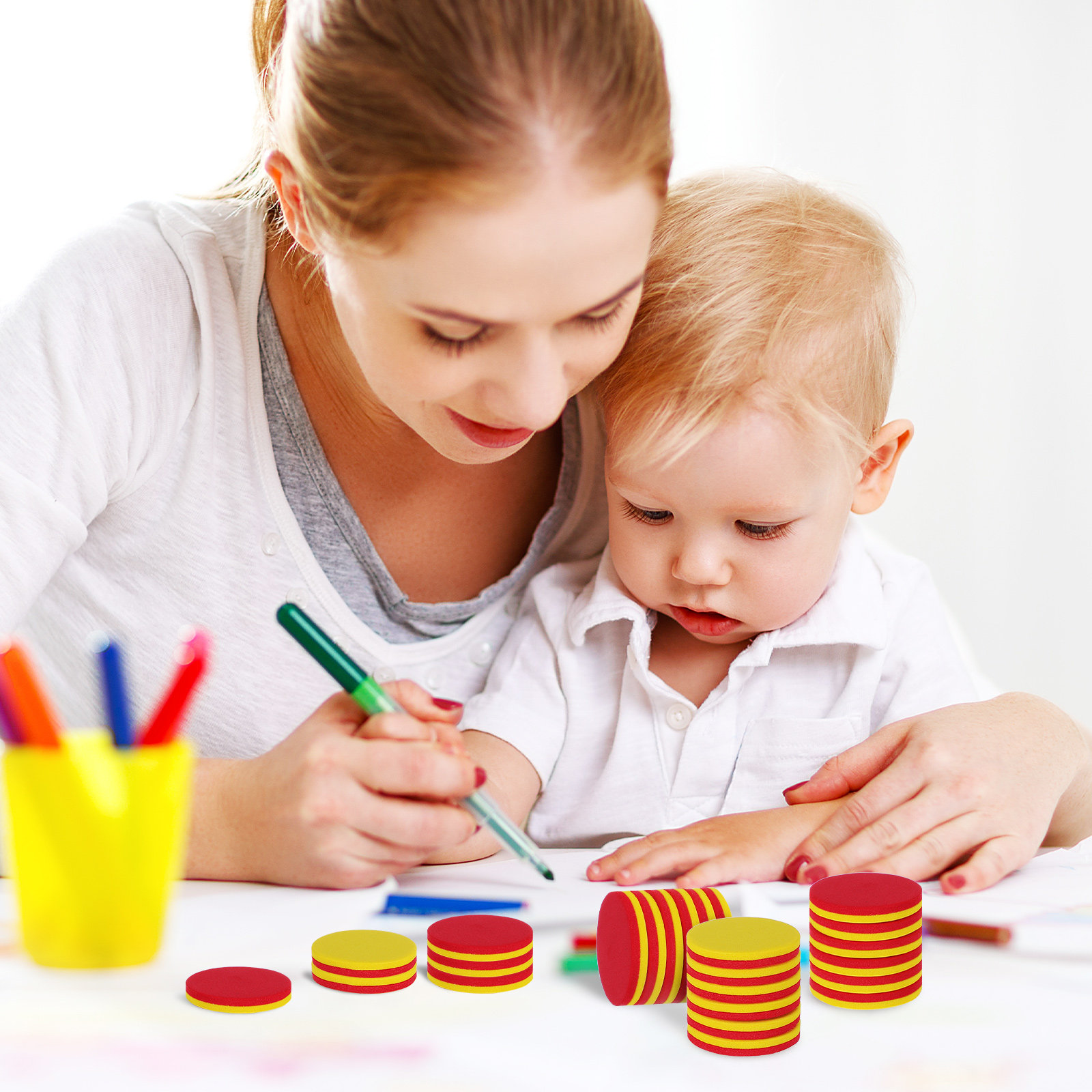 100Pcs Eva Counting Blocks Dua - Math Manipulative Set avaliação e preço