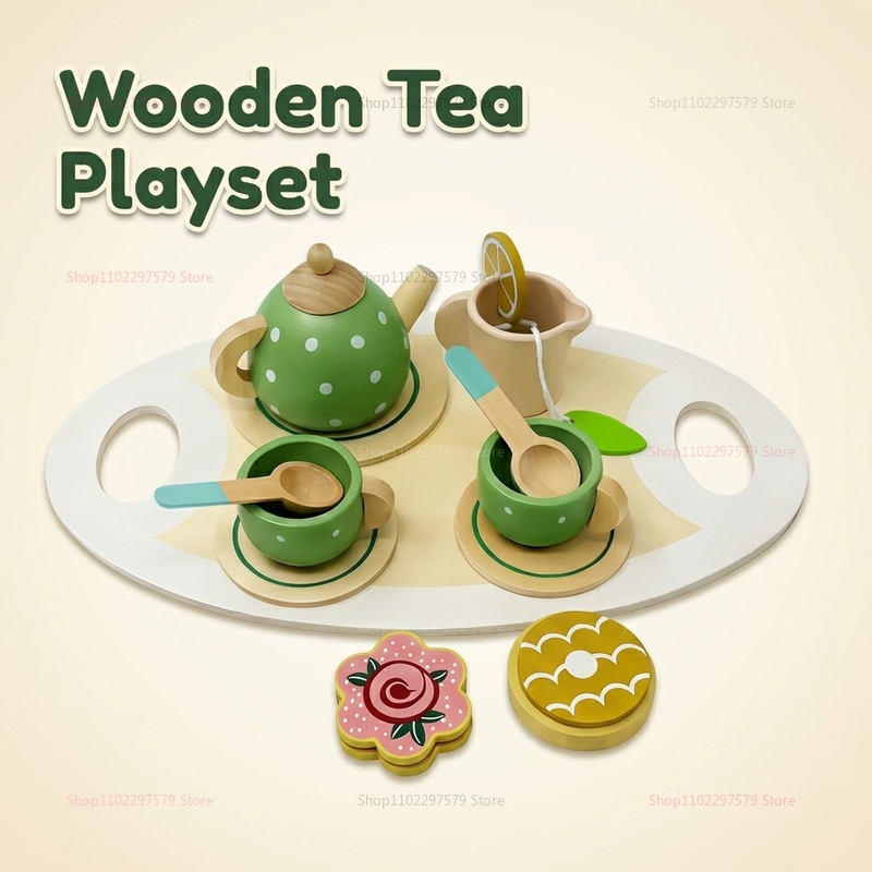 Kids Wooden Afternoon Tea Set  - Kids Education Help avaliação e preço
