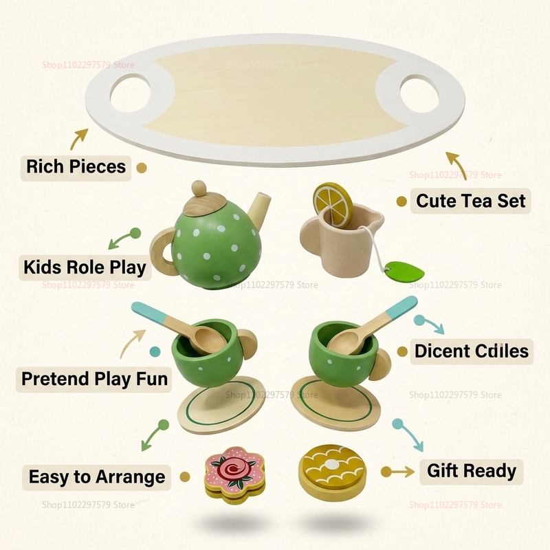 Kids Wooden Afternoon Tea Set  - Kids Education Help avaliação e preço