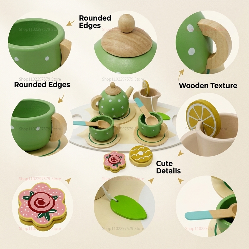 Kids Wooden Afternoon Tea Set  - Kids Education Help avaliação e preço