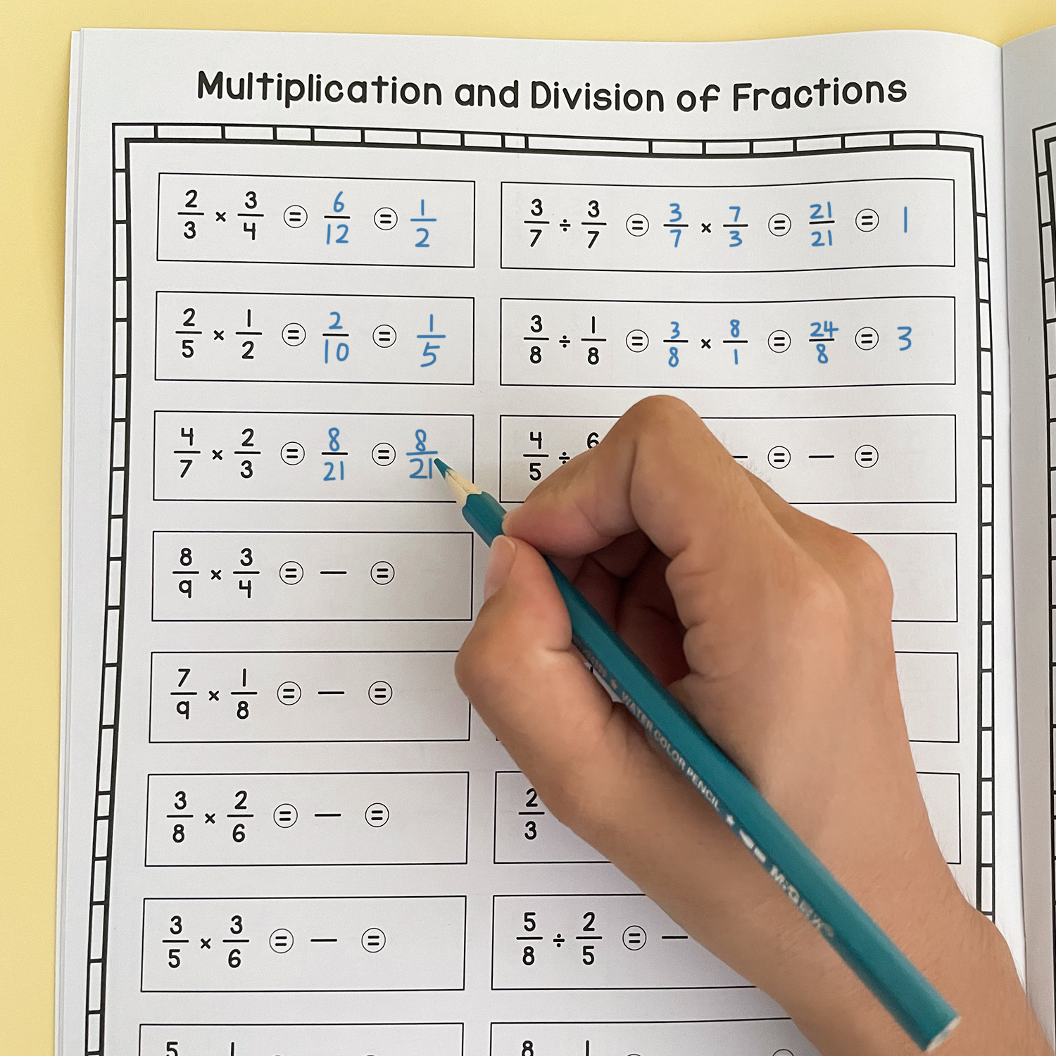 32 Pages A4 Fraction Multiplic - Kids Education Book avaliação e preço