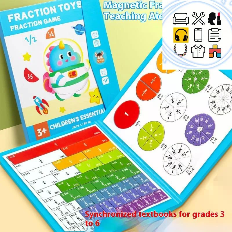 1 Set Kids Magnetic Fraction T - Math Manipulative Set avaliação e preço