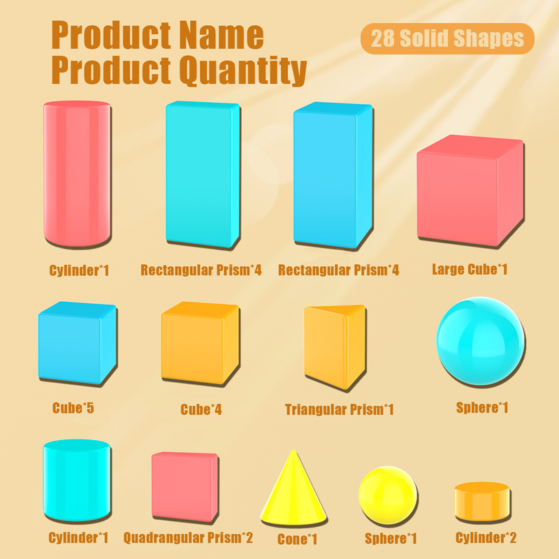 28/36PCS  3D Shapes Geometric  - Math Manipulative Set avaliação e preço