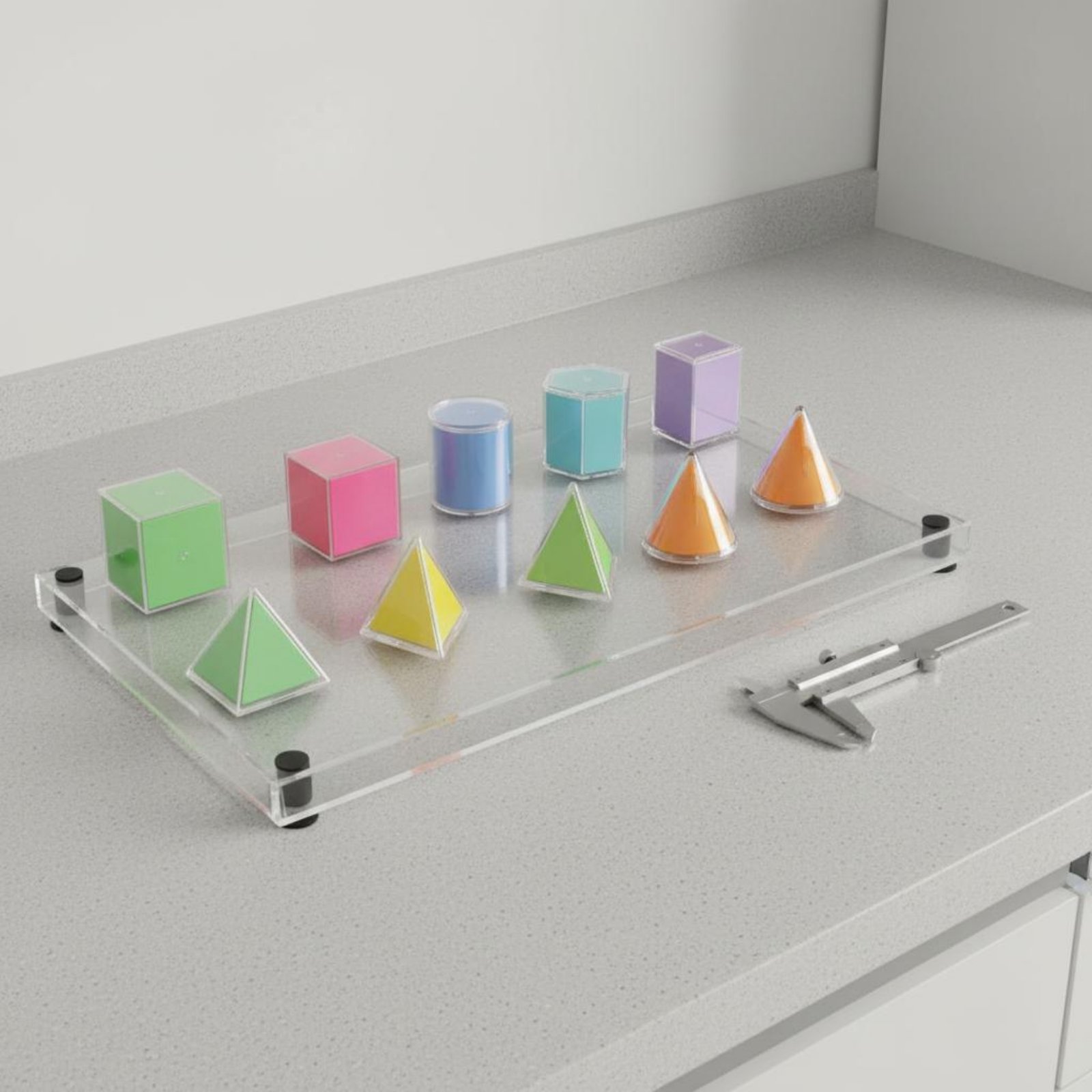 8 Pieces Transparent Geometric - Math Manipulative Set avaliação e preço