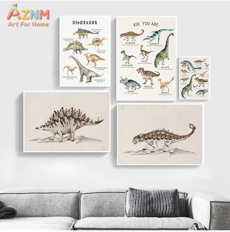 AZNM Watercolor Dinosaur Canva - Kids Education Quotes avaliação e preço